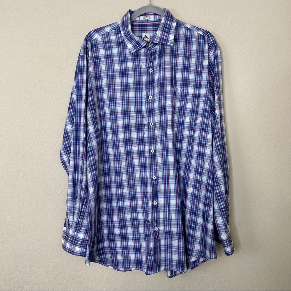 Peter Millar Men’s Long Sleeve Blue / Pink plaid button down size XL